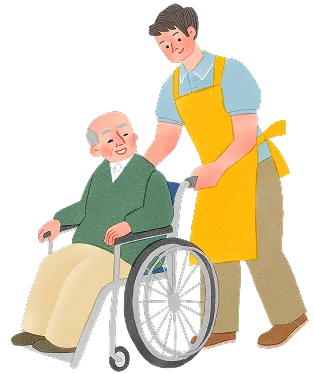 車椅子を押す様子