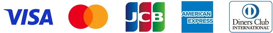 アイコン:Visa/Mastercard/JCB/American Express/Diners Club